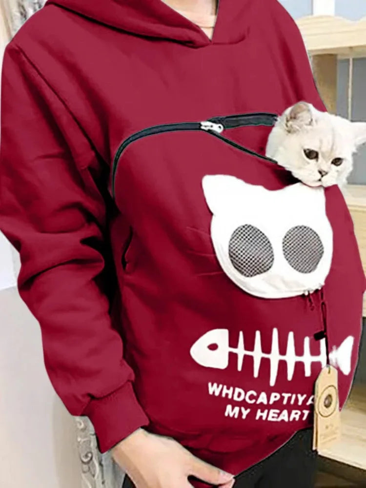 3XL Cat Lovers Hooded Sweatshirt Kangaroo Dog Pet Paw Dropshipping Pullovers Cuddle Pouch Fish Pocket Hoodie Tops