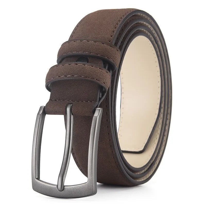 Men'S Suede Belt Retro Trend Alloy Buckle Men'S Belt Large Size Genuine High-End Belt 2023 New, Gift For Boyfriend And Dad