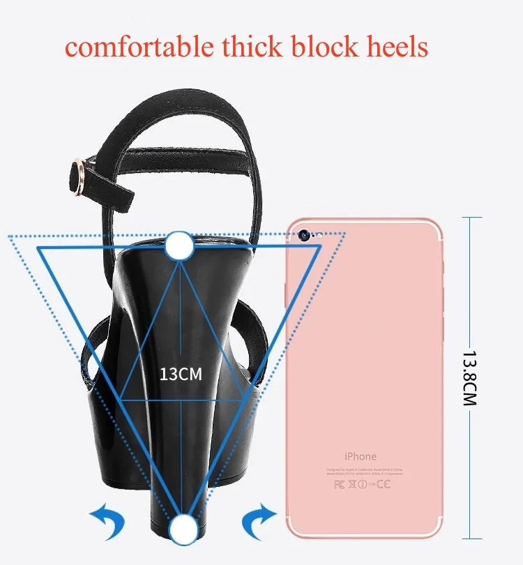 Elegant Bling Block High Heels Sandals