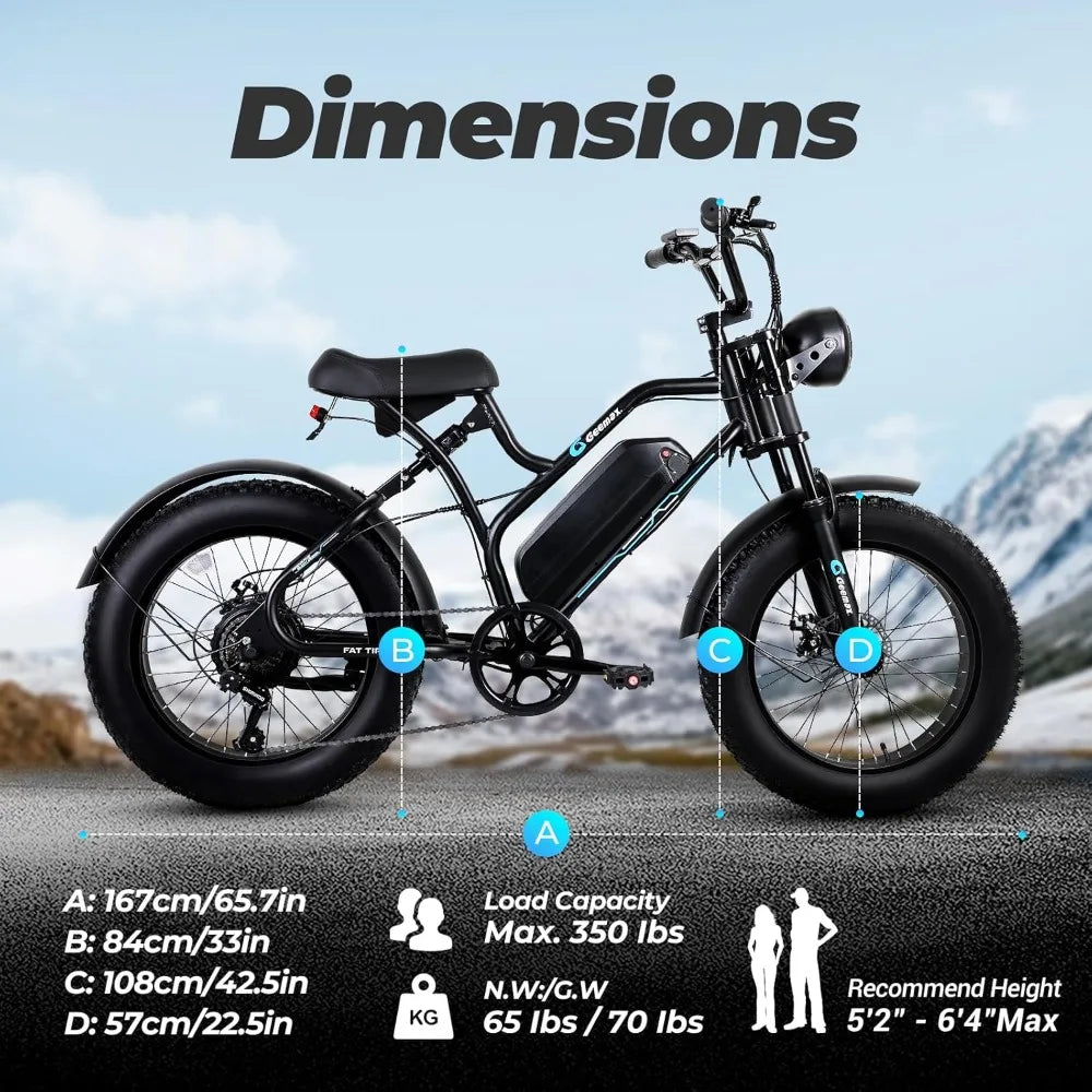 Fat Tire Electric Bike for Adults,1500W 32 Mph Top Speed Motorcycle Design Ebike, 48v 15.6AH 25-50 miles Long Range E Bike