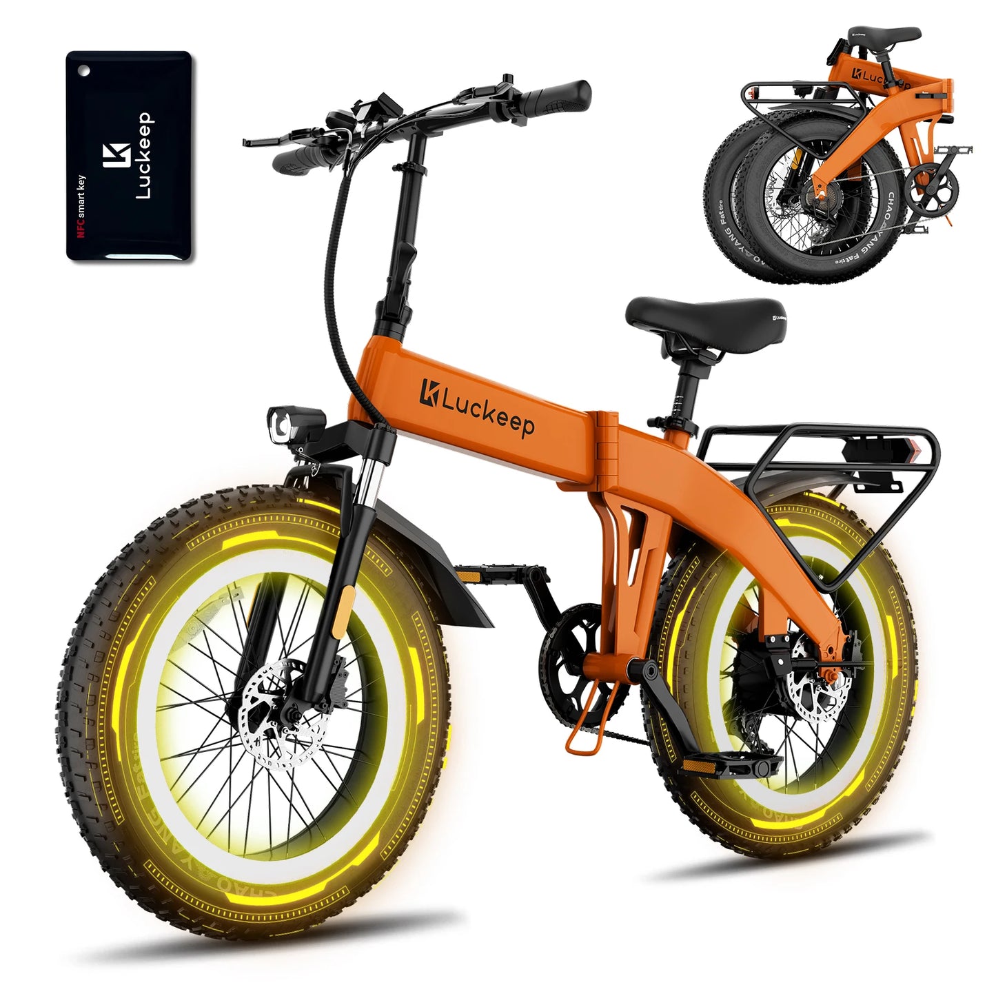 Luckep X1 Lite Folding Electric Bike for Adults 1500W Peak Motor,28MPH60 Miles,15AH 20 x 4.0 Fat Tire Ebike with NFC