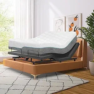 Twin XL Adjustable Bed Base with Mattress, 14 Inch Grey Gel Memory Foam Medium-Firm Mattress in Box, Adjustable Bed Frame with T