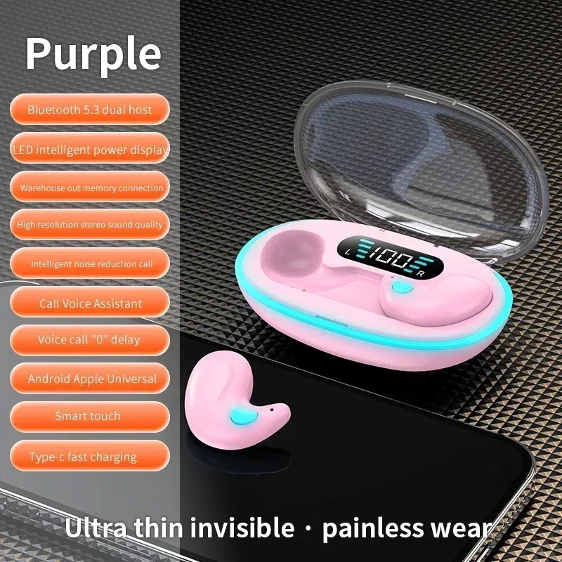 Sleeping Earbuds Wireless Mini Headphones For Work TWS Bluetooth Earphone Stereo Hidden Headsets with Mic HD Call Waterproof X55