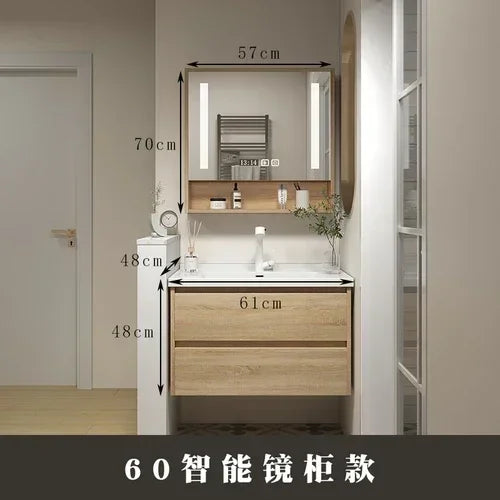 Jewelry Locker Decorations Bathroom Cabinet Small Mirror Wooden Closet Display Cabinet Shelves Washbasin Gabinetesalon Furniture