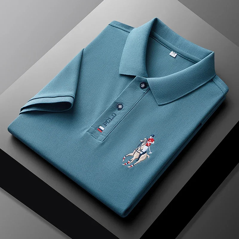 Men's Embroidered Casual Fashion Short Sleeved POLO Shirt Comfortable Top
