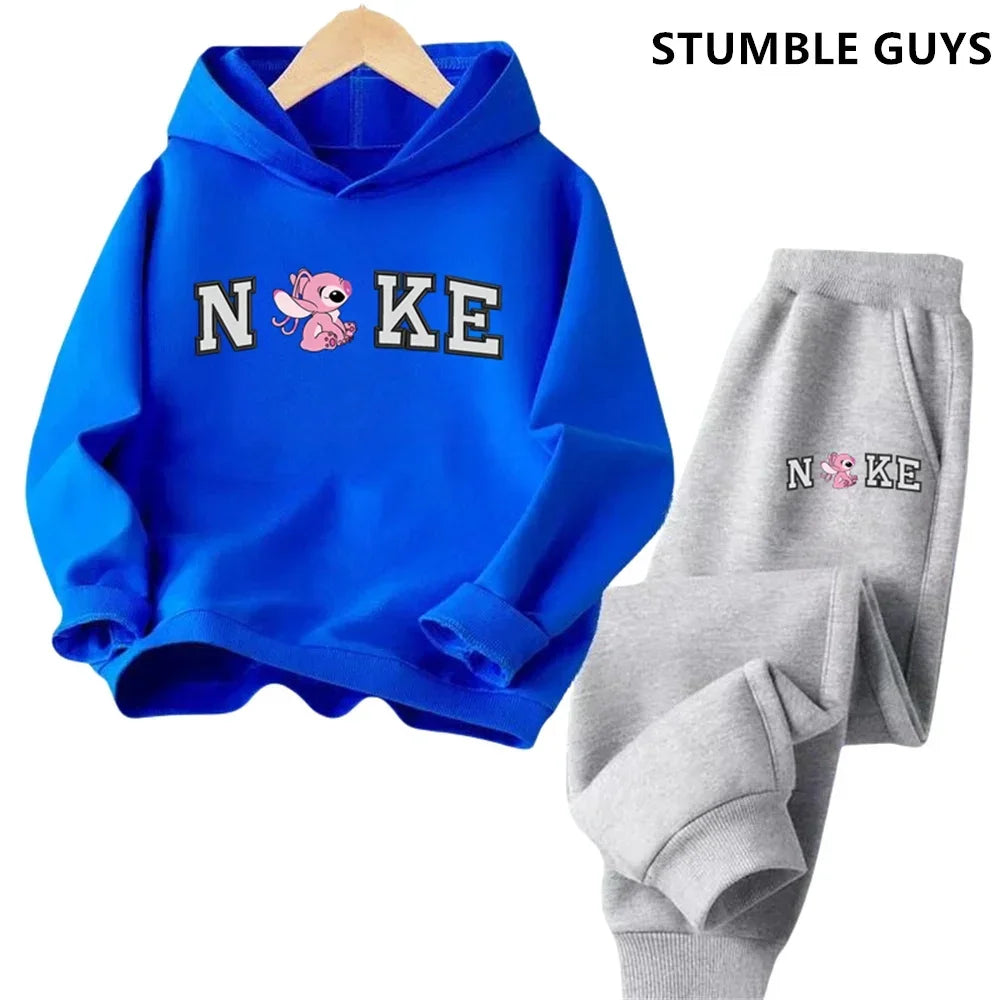 Children's Clothing Stitch Hoodie Set Boys Girls Casual Long-sleeved Sweatshirts Tops2-13 Years Old Kids Casual Trucksuit