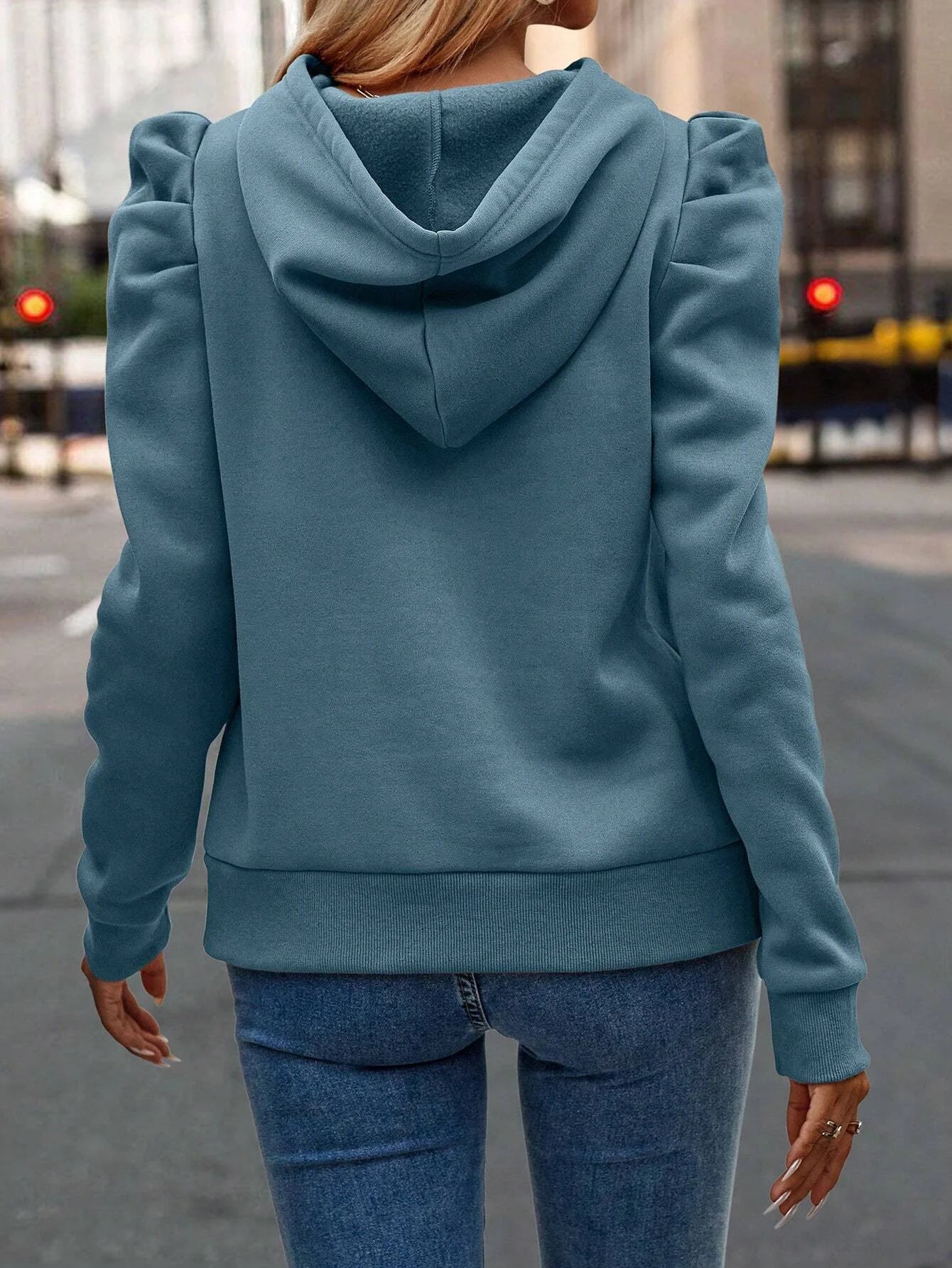 2024 Autumn Winter New Polo Hoodie Solid Color Long Sleeve Fashion Stacked Sleeve Casual Comfortable Women's Hoodie