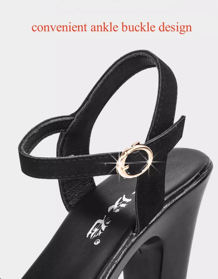 Elegant Bling Block High Heels Sandals