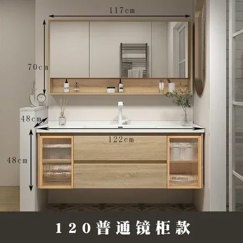 Jewelry Locker Decorations Bathroom Cabinet Small Mirror Wooden Closet Display Cabinet Shelves Washbasin Gabinetesalon Furniture