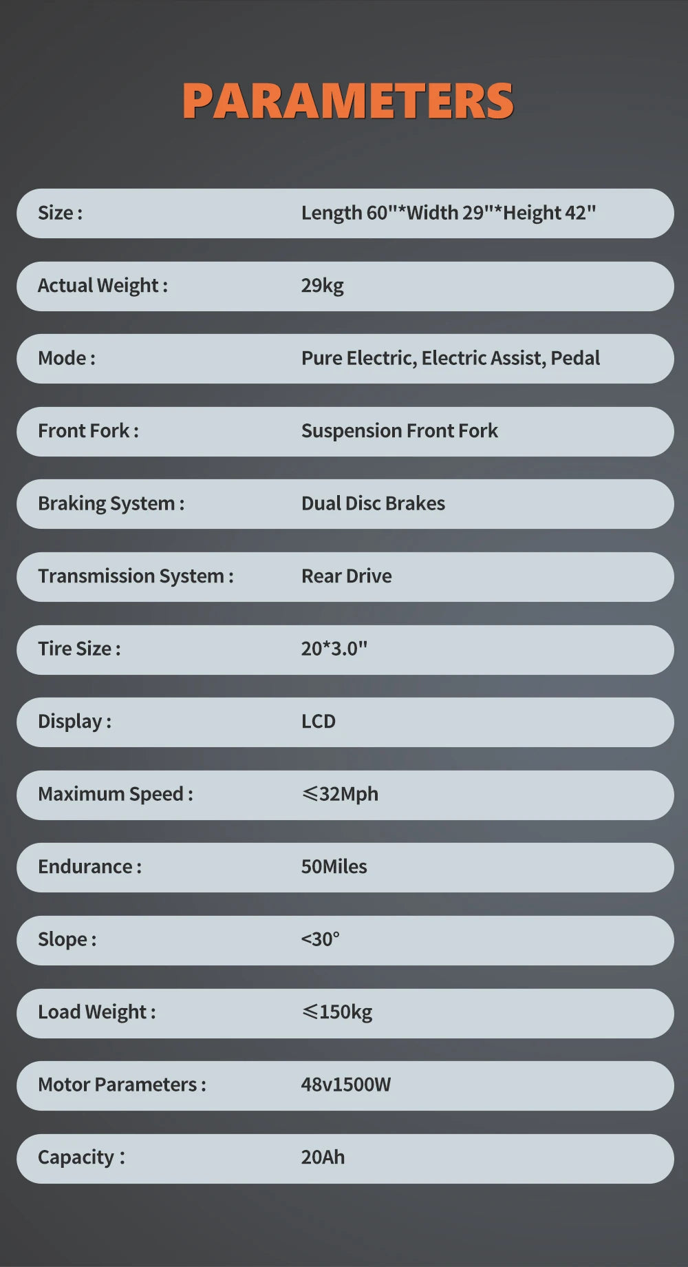 Kickwey LD20 Adult Electric Bike 1500w 32MPH 48V20ah Mountain Electric Bicycle 20 Inch Fat Tire Motorcycle E Bike