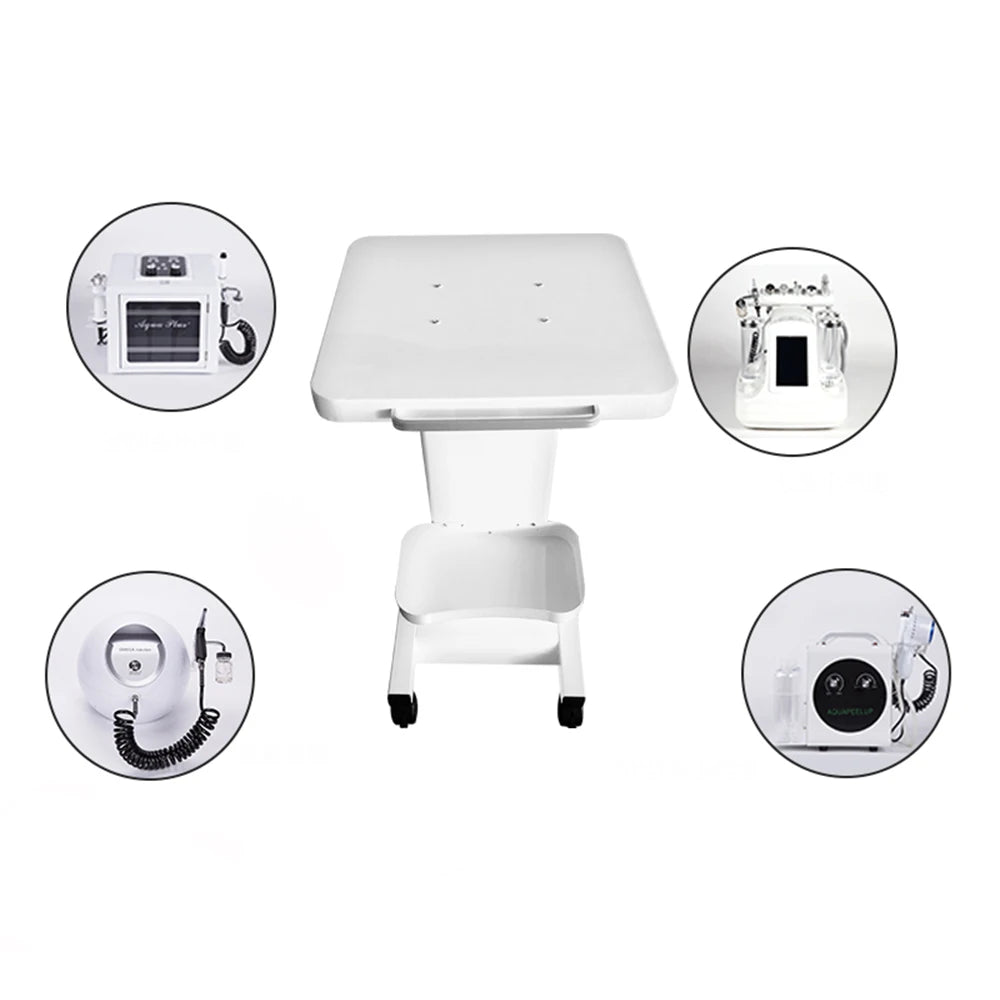 110V White Salon Trolley Beauty Salon Trolley Cart, Beauty Salon Rolling Cart Stand Roller Trolley with Sockets For Beauty Salon