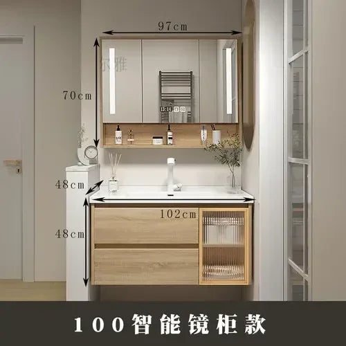 Jewelry Locker Decorations Bathroom Cabinet Small Mirror Wooden Closet Display Cabinet Shelves Washbasin Gabinetesalon Furniture