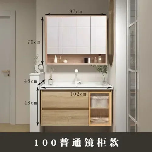Jewelry Locker Decorations Bathroom Cabinet Small Mirror Wooden Closet Display Cabinet Shelves Washbasin Gabinetesalon Furniture