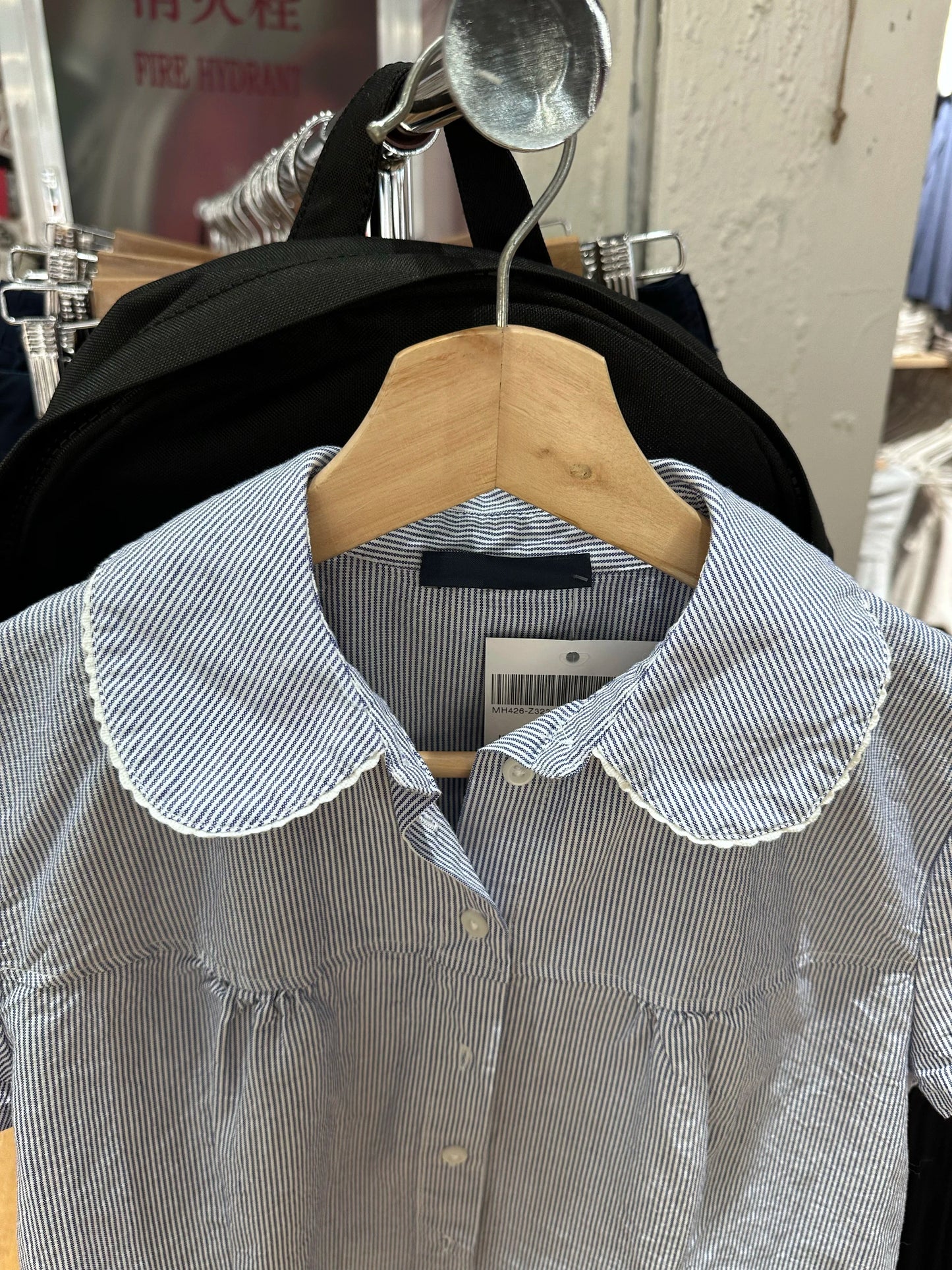 Blue Striped Short Sleeve Blouse Women Summer Peter Pan Collar Single Breasted Top Shirt Preppy Style Sweet Blouses Y2k 2025 New