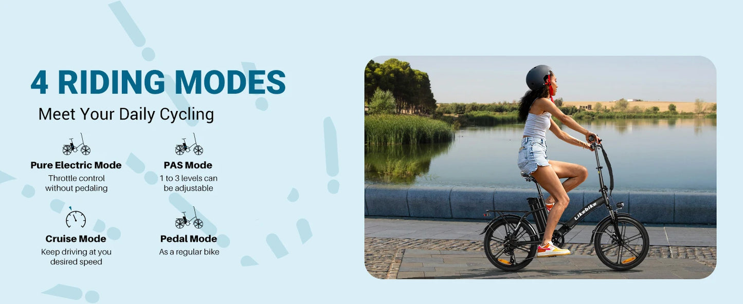 Electric E bike Foldable 540W Peak Motor 36V Removable Lithium Battery Electric Bicycle 20 Inch Tires Urban Commuter E-bike