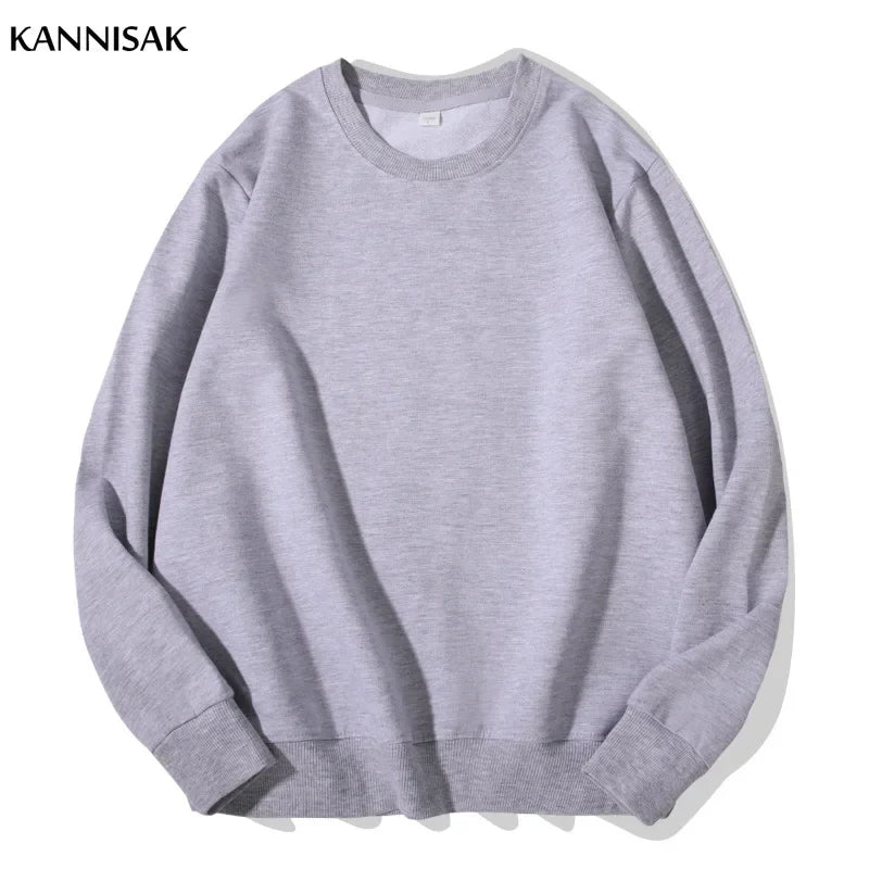 Spring Autumn Womens Sweatshirt 2025 O-neck Solid Harajuku Pullovers Multicolor Casual Cotton Woman Sweatshirts Knit Streetwear