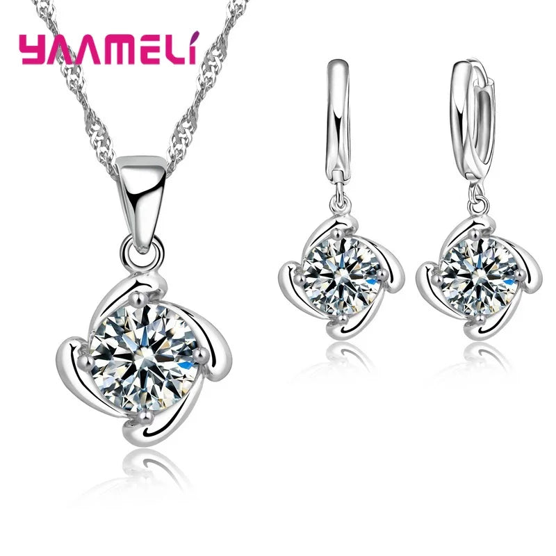 34 Designs Big Promotion 925 Sterling Silver Jewelry Set for Woman Girl Pearl Rhinestone Zircon Pendant Necklace Earrings Chain