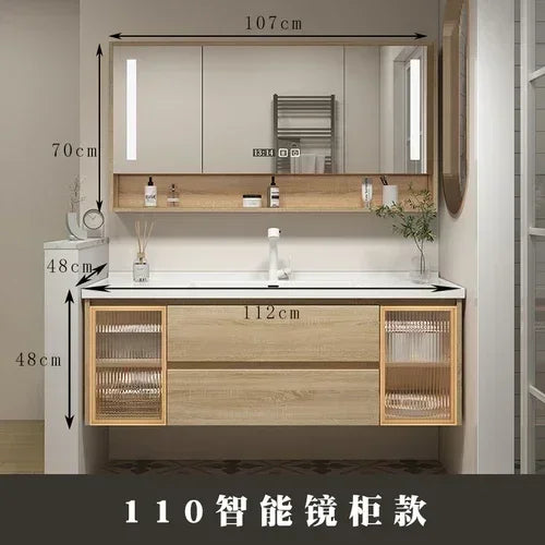 Jewelry Locker Decorations Bathroom Cabinet Small Mirror Wooden Closet Display Cabinet Shelves Washbasin Gabinetesalon Furniture