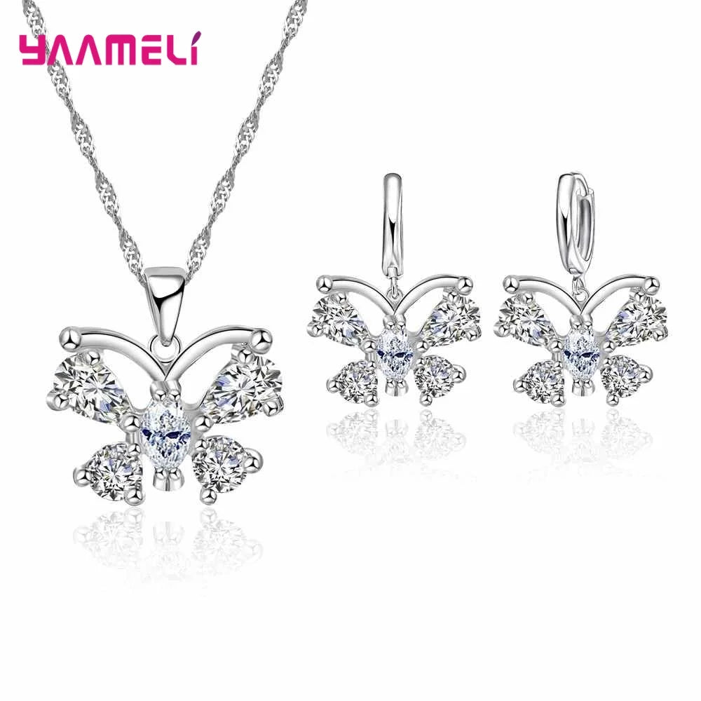 34 Designs Big Promotion 925 Sterling Silver Jewelry Set for Woman Girl Pearl Rhinestone Zircon Pendant Necklace Earrings Chain