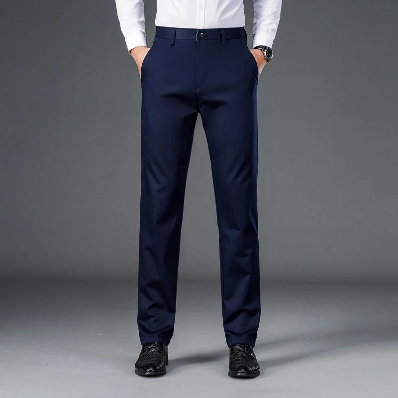 Men's straight leg office black deep blue pants