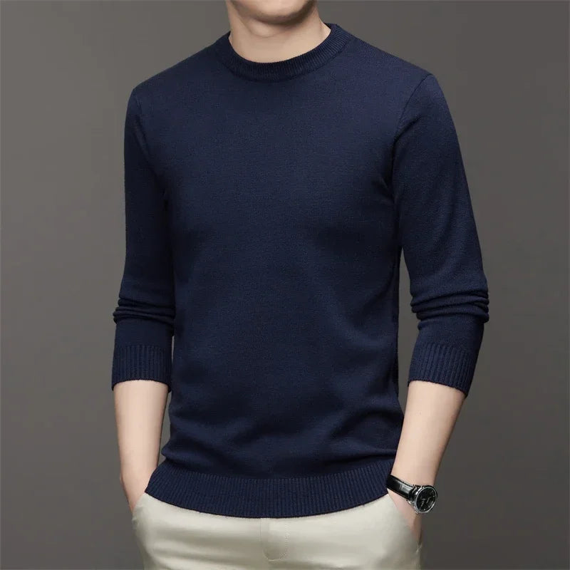7 Colour Men's Round Neck Long Sleeved Solid Color Sweater