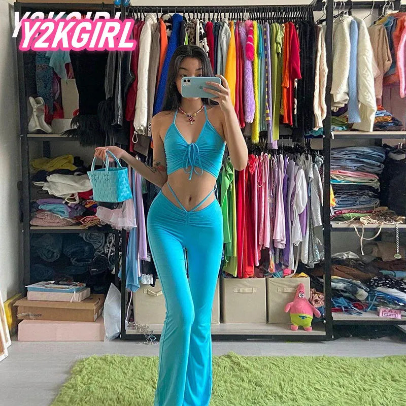 Fashion Halter Tops 2 Piece Set
