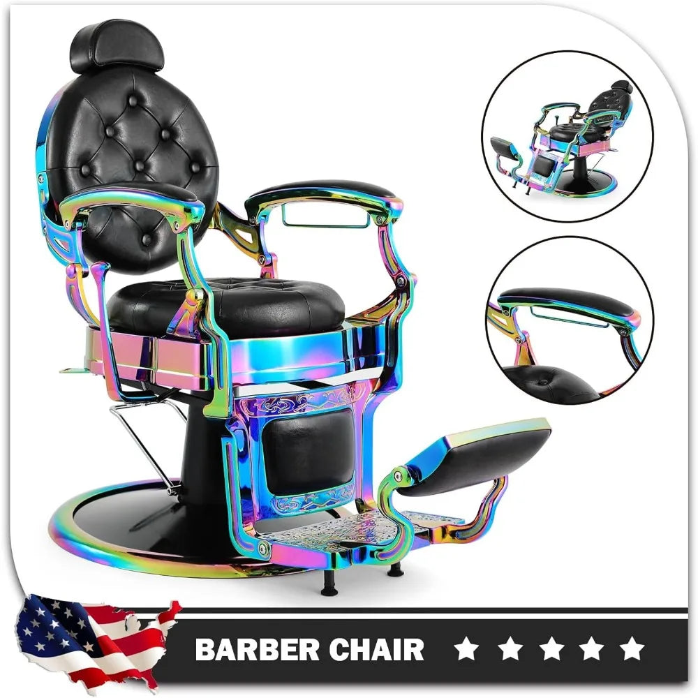 Retro Barber Chair Heavy Duty Barber Chairs Vintage Salon Chair Hydraulic Recline Beauty Spa Styling Equipment Rounded Cushioni