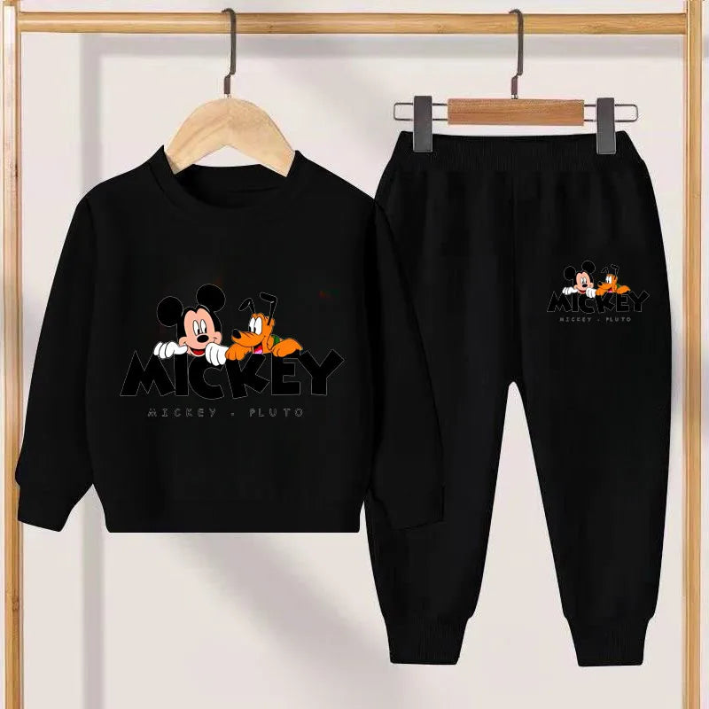 Mickey Print Spring New Children's Clothing Sets Breathable Boys O Neck Hoodies Long Pant Two Piece Suit Kids Casual Tracksuit