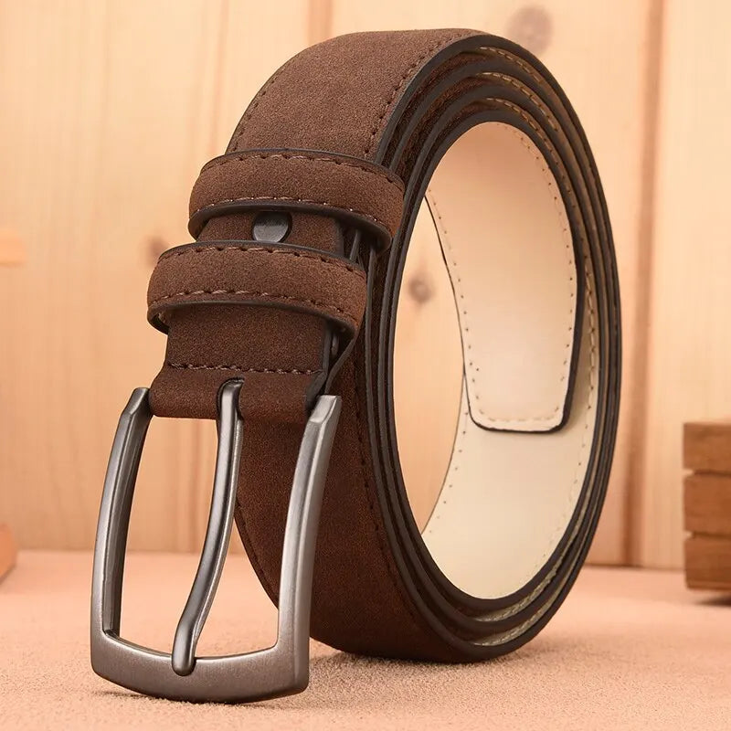 Men'S Suede Belt Retro Trend Alloy Buckle Men'S Belt Large Size Genuine High-End Belt 2023 New, Gift For Boyfriend And Dad