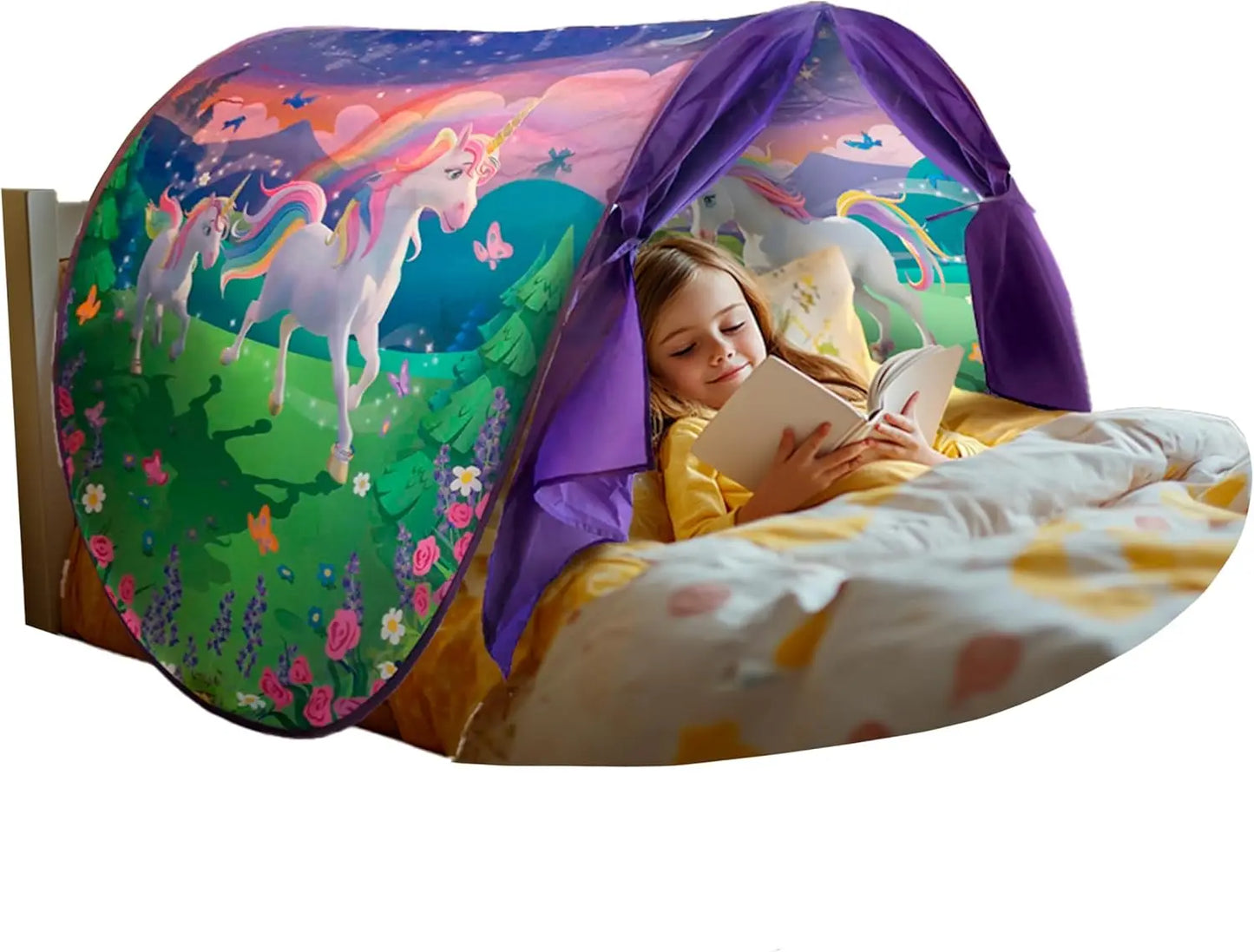 Dream Tent with light show for Kids Bed with Storage Pocket Foldable Kids Tent on Bed Mosquito Net Tent