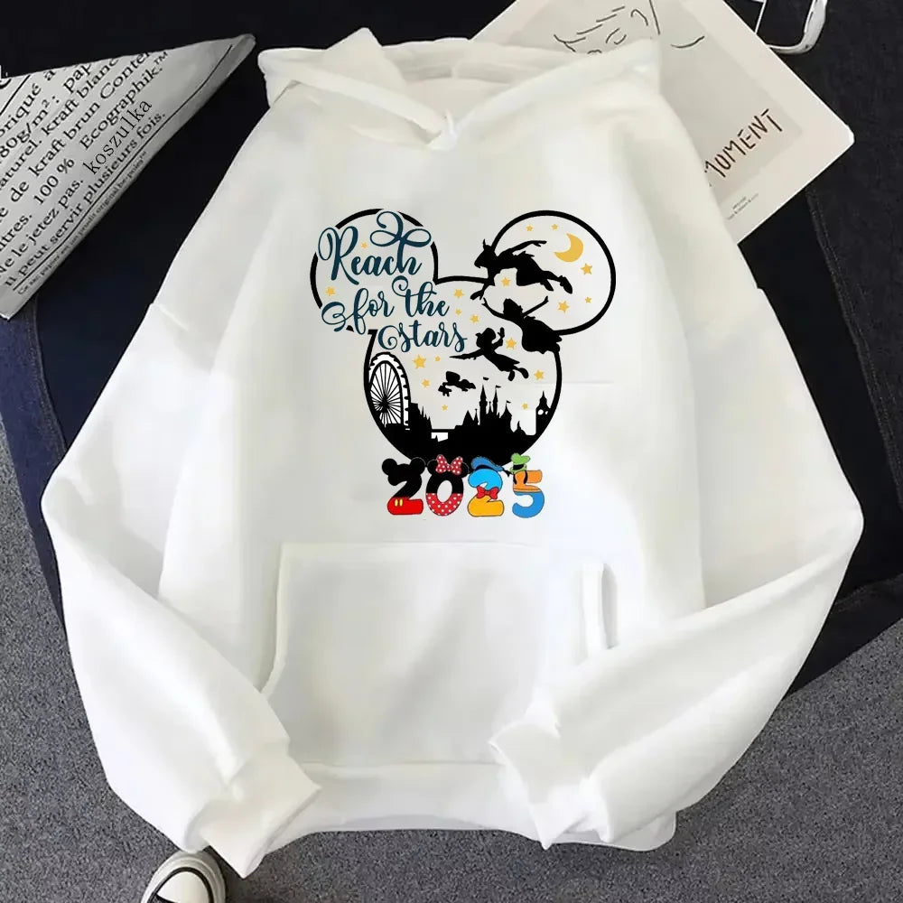 2025 Disney Mickey Minnie Family Vacation Printed Hoodie Autumn My First Disney Trip Pullover Tops Women Casual Sweatshirt