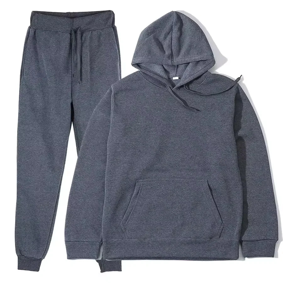2024 Autumn/Winter New Velvet Warm Hoodie Sports Pants Two Piece Set for Men and Women