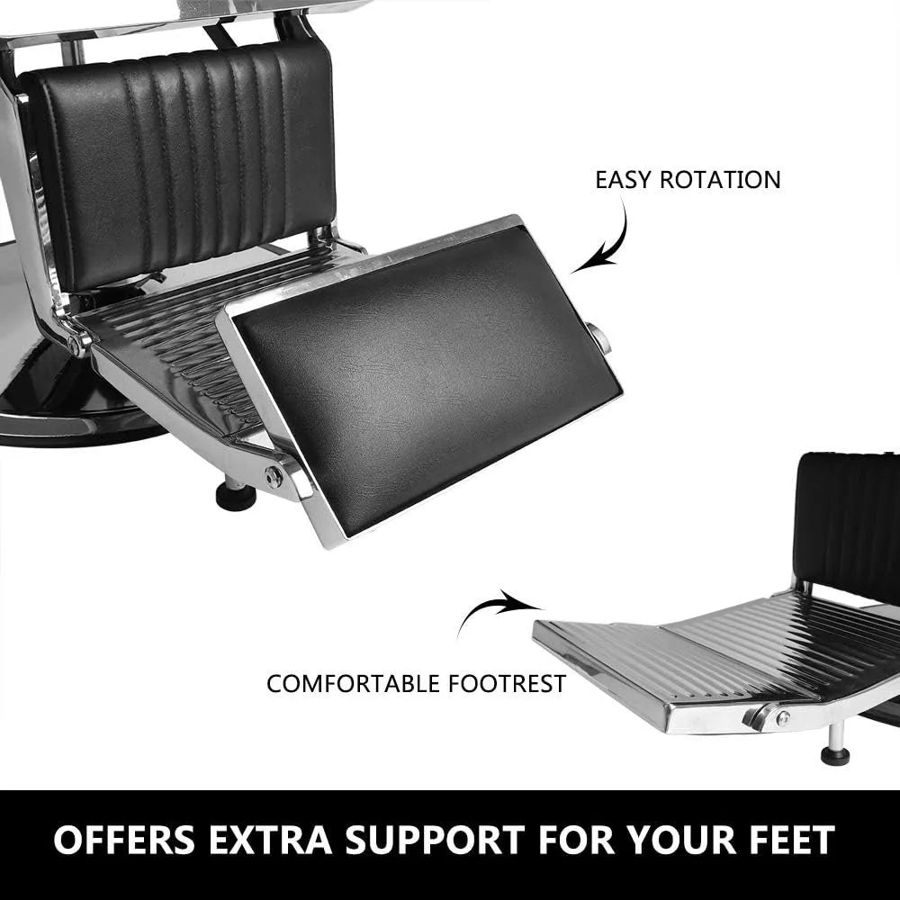 Heavy duty backrest barber chair, headrest and support up to 500 pounds, professional retro salon barber chair