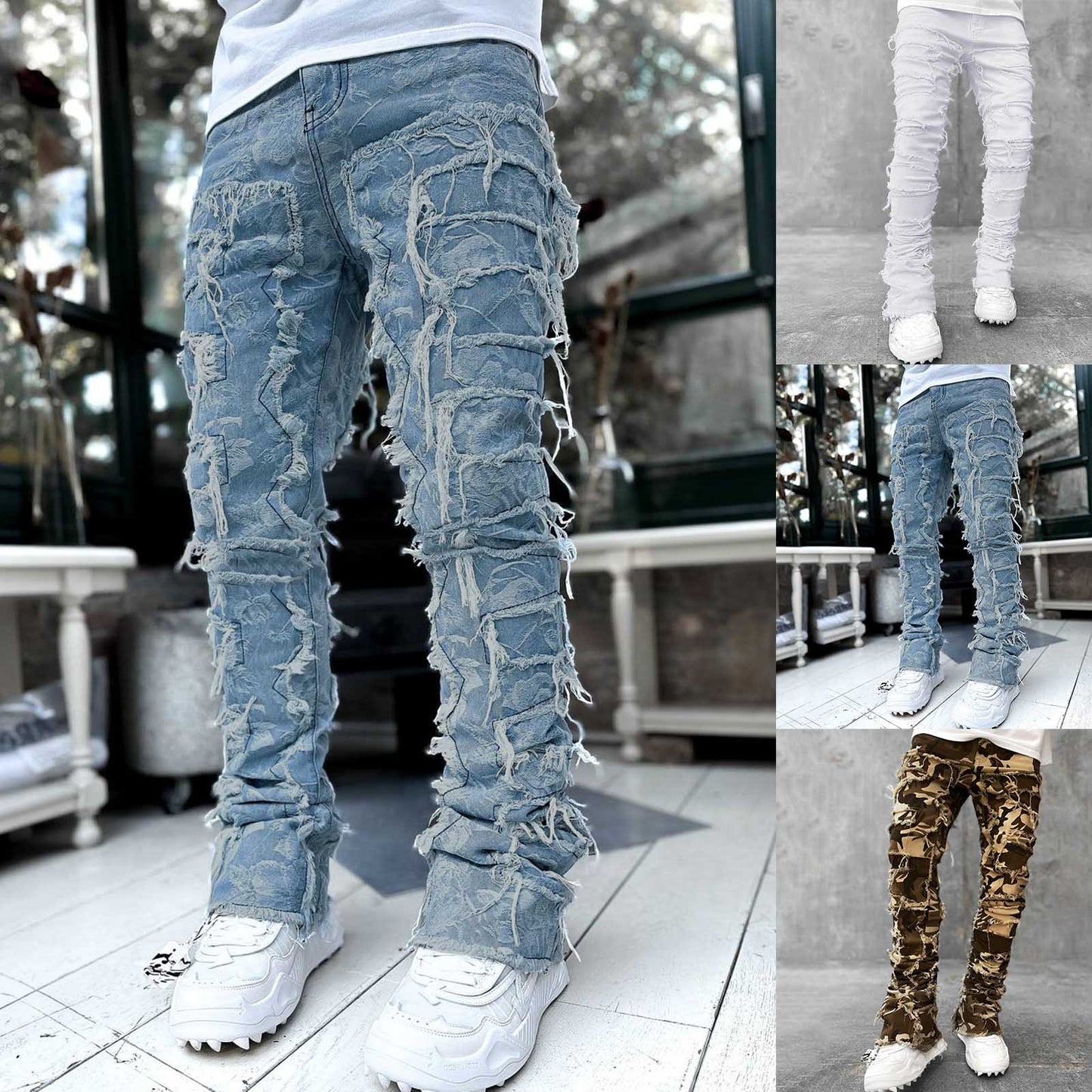 Men Casual Tassels Multi Pocket Cargo Pants