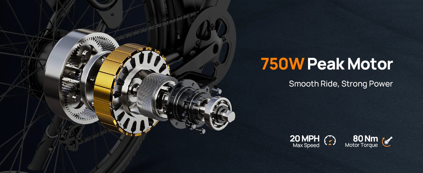 750W E-Bike Commuter 26x2" Tires 48V 10.4Ah Removable LCD Display 20MPH Speed 7-Speeds Hydraulic Disc Brakes for Adults
