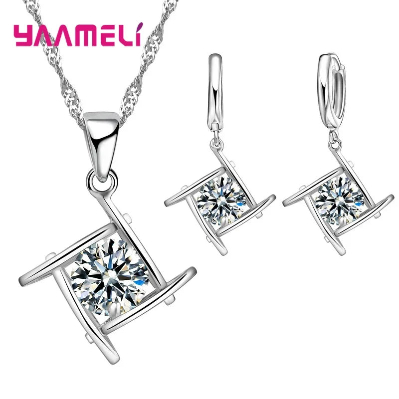 34 Designs Big Promotion 925 Sterling Silver Jewelry Set for Woman Girl Pearl Rhinestone Zircon Pendant Necklace Earrings Chain