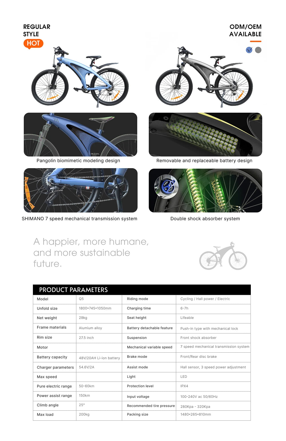 HUANCI Q5 electric bike Mountain electric e bike adults 48V 20AH Electric bike 27.5 Inch electric bikes ebike electric bicycle