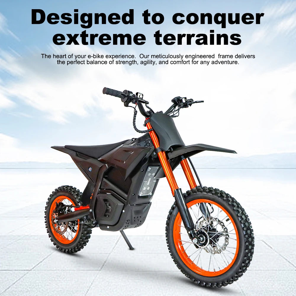Electric Motocross Bike 3000W, 28Mph, 50 Miles, Urban Commuting Off-Road Electric Bike, 14" 48V 21AH, Full Suspension