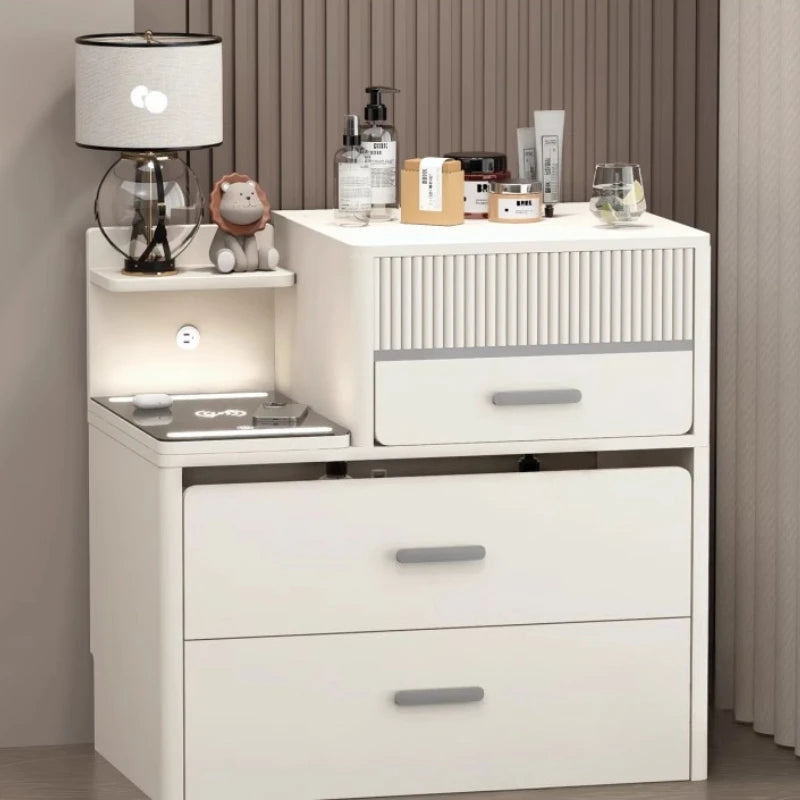 Dresser Bedside Table Integrated Combination Dressing Table Makeup Vanity Multifunctional With Lamp Stool Bluetooth Nightstands