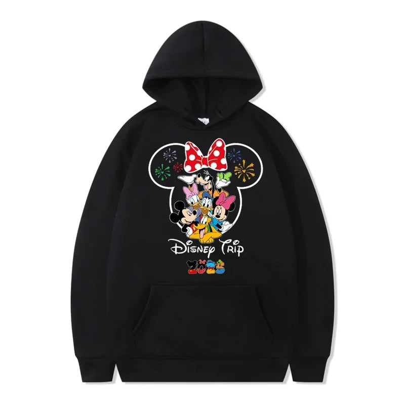 Funny Disney Hoodie My First Trip 2025 Mickey Minnie Printed Pullovers Tops Autumn Versatile Sweatshirts Women Casual Clothes