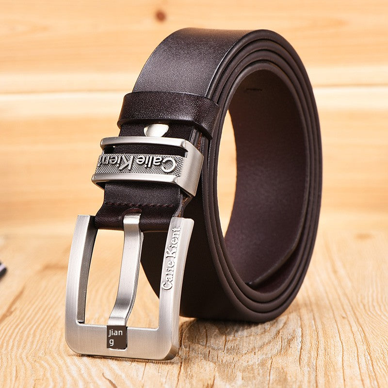 White Korean Style Trendy Casual Men's Leather Belt for Young People