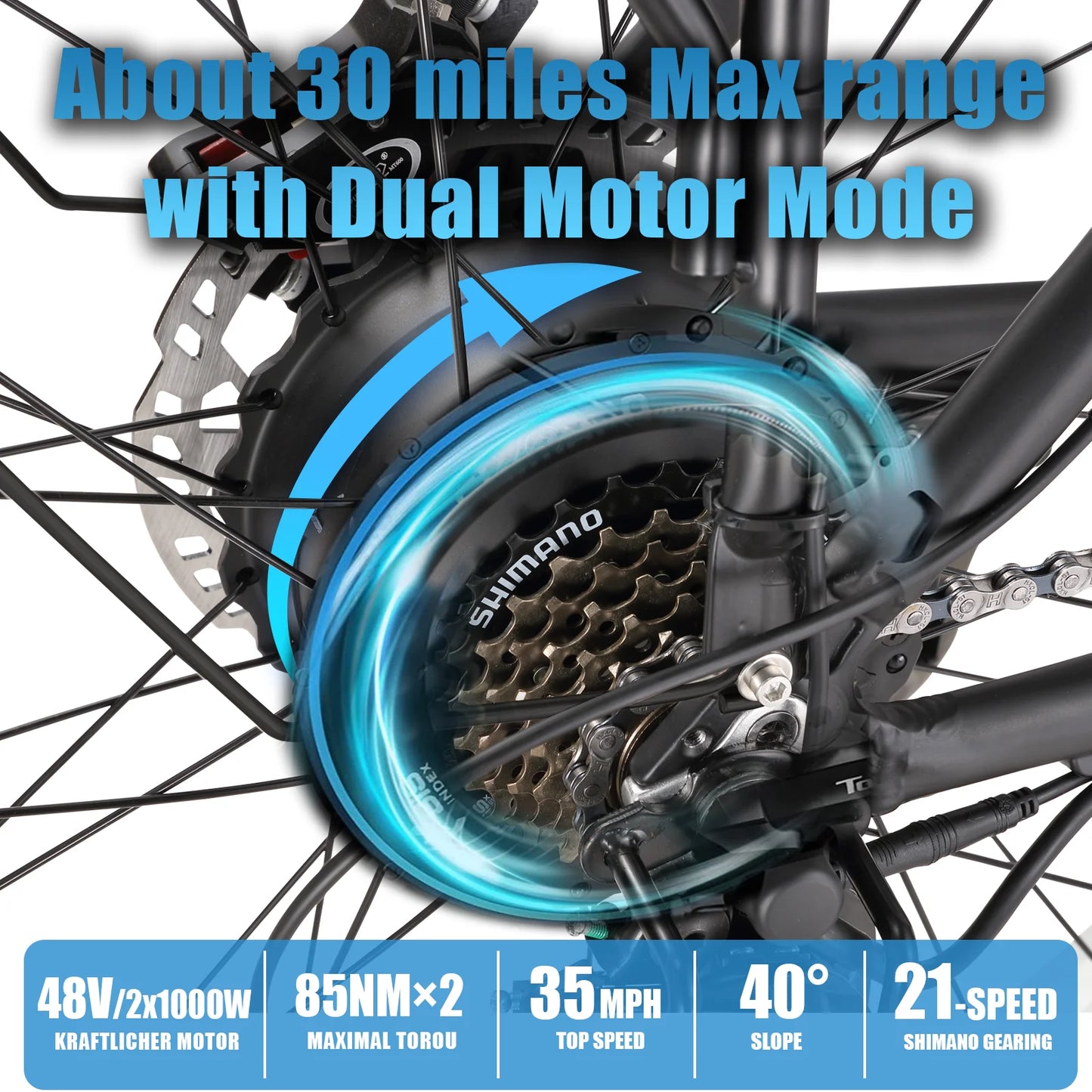Electric Bike 2000W Dual Motor 48V23AH Lithium Battery E Bike Hydraulic Disc Brake 26 Inch All-terrain Fat Tire Electric Bicycle