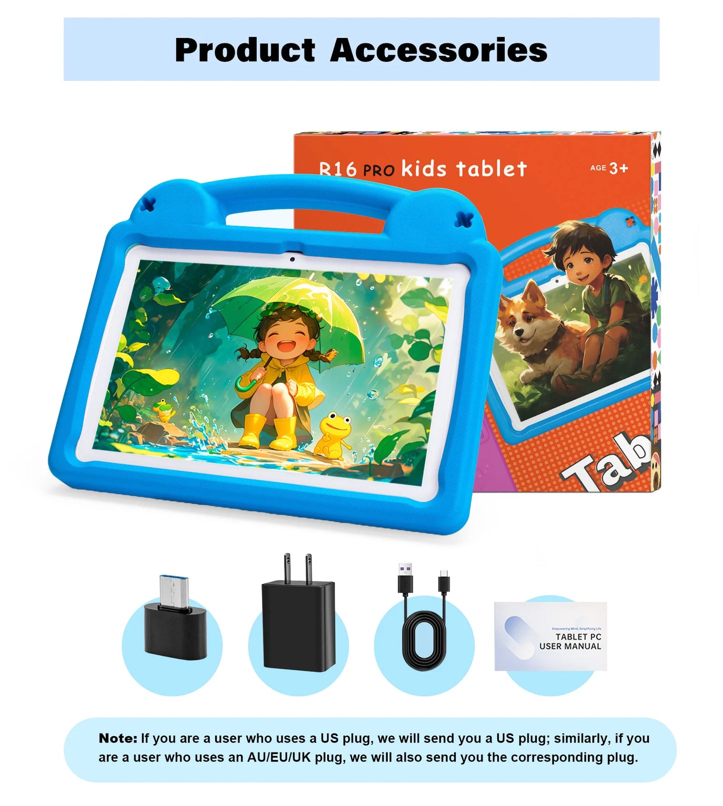 ANRY 2025 Kids Tablet Android 15 10.1 Inch A523 2.0GHZ 8GB(4+4 Expand) RAM 64GB ROM Octa-Core 5000Mah Tablets Children's Gifts