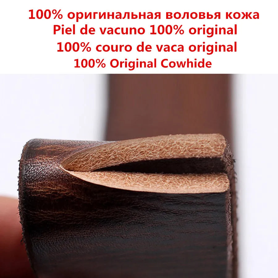 Natural cowhide belt for men's hard metal buckle soft original cowhide mens leather belt unique texture real leather jeans belt