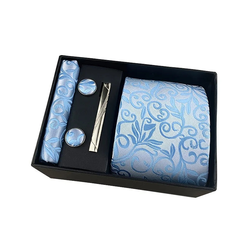 Tie Square Scarf Cufflinks Tie Clip Black Gift Box
