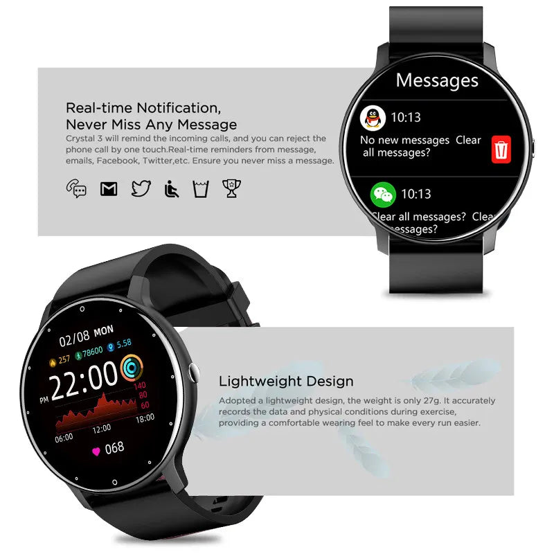 ZL02 Men Smart Watch Full Touch Screen Sport Fitness Tracker IP68 Waterproof Bluetooth Call Smartwatch for Xiaomi Men Women 2025