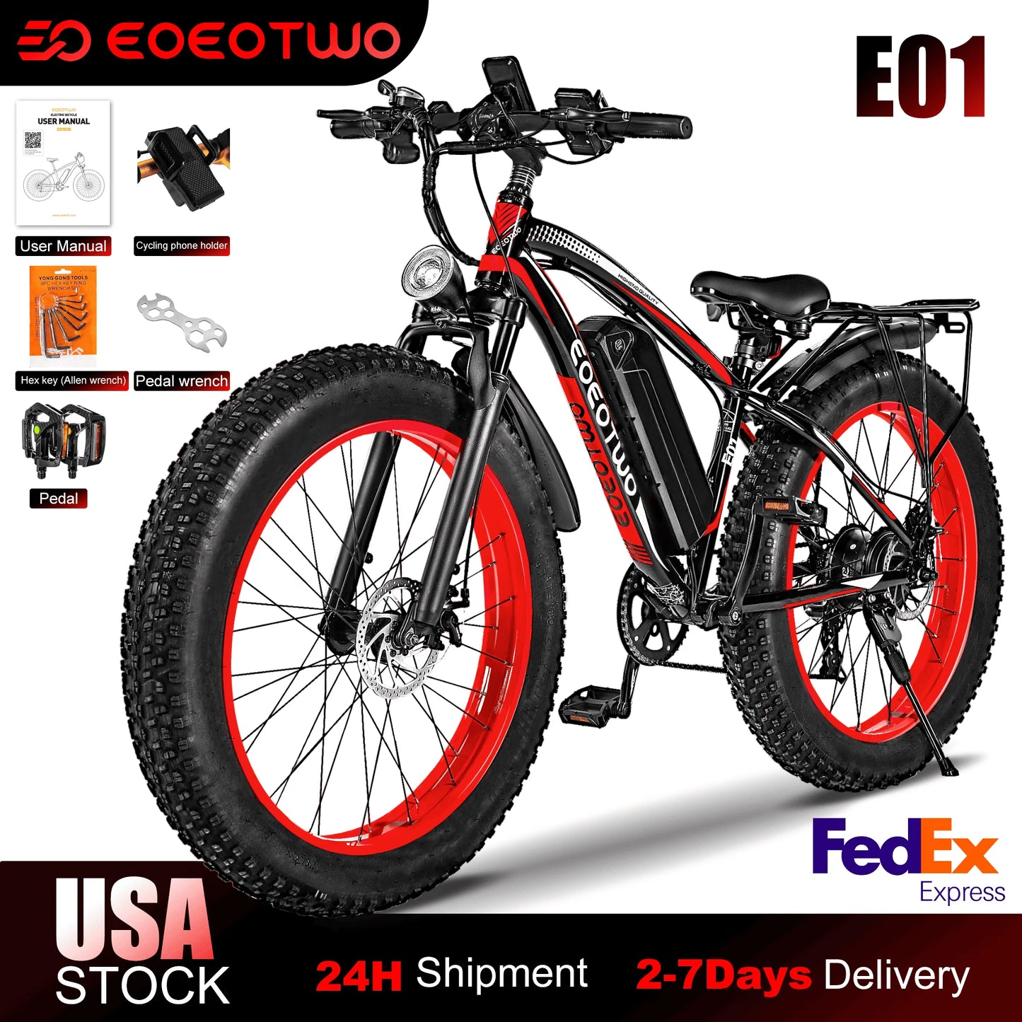 Electric Bike Adults 1500W Peak Motor 34Mph Electric Bicycle 26" Fat Tire Mountain Bike 60Mile Range 48V 15AH Electric Dirt Bike