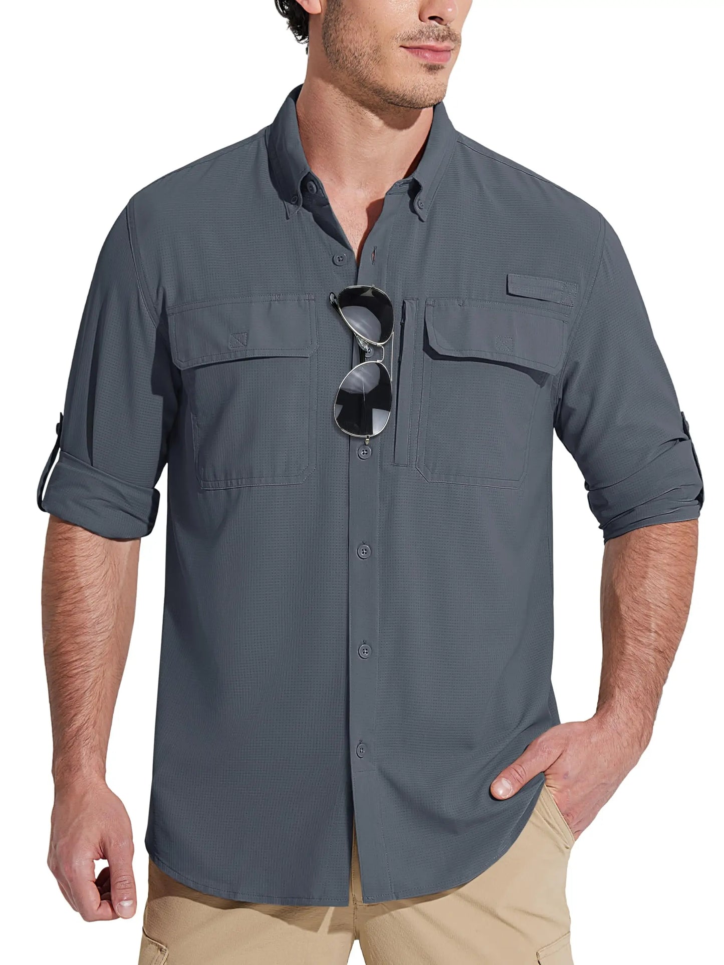 MAGCOMSEN Men's Long Sleeve Shirt with 3 Pockets