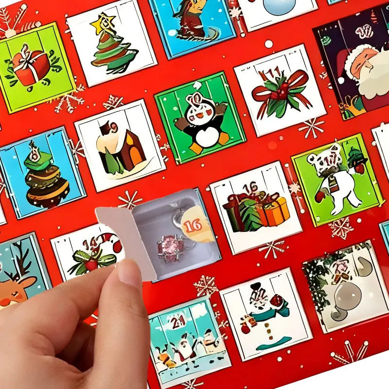 New Christmas Theme Gift Countdown Calendar Jewelry 24 Box Earring Necklace Bracelet DIY Creative Gift Box Fashionable Accessory