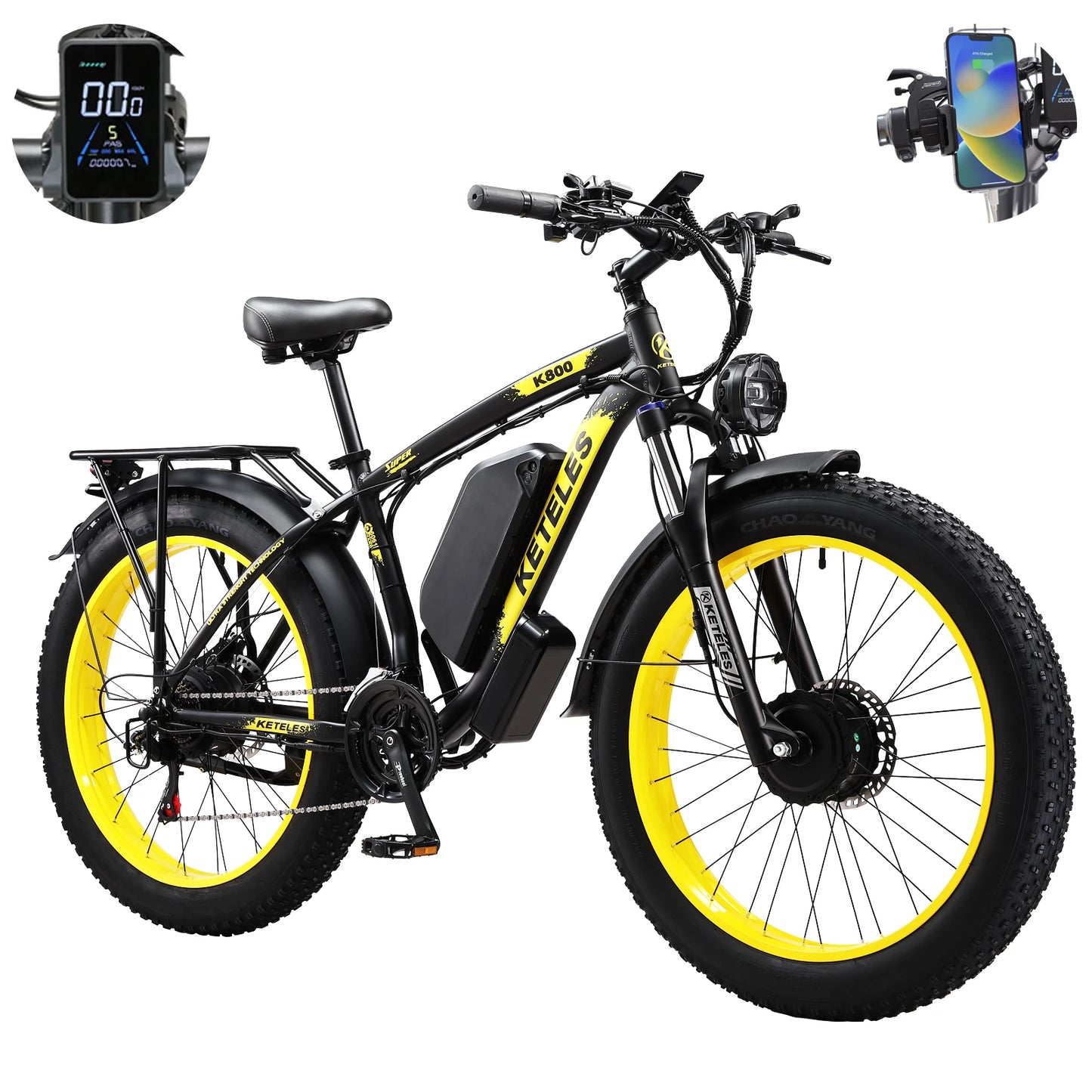 Electric Bike 2000W Dual Motor 48V23AH Lithium Battery E Bike Hydraulic Disc Brake 26 Inch All-terrain Fat Tire Electric Bicycle